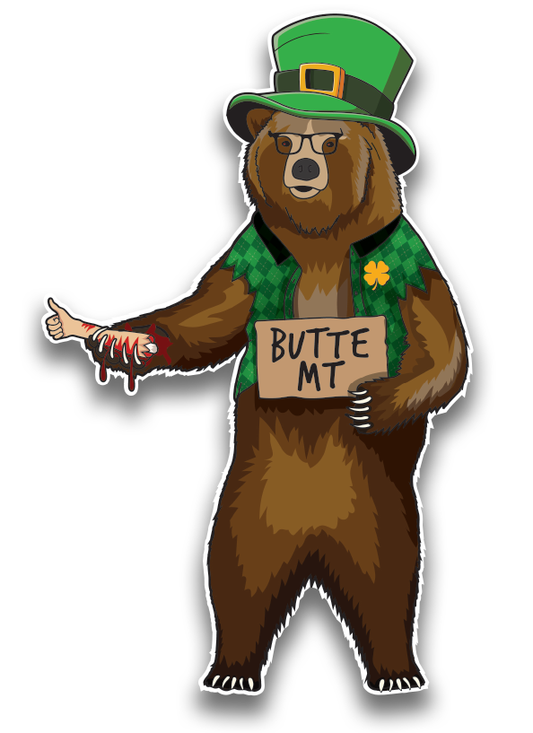 Butte Irish Hitchhiker Bear | Sticker